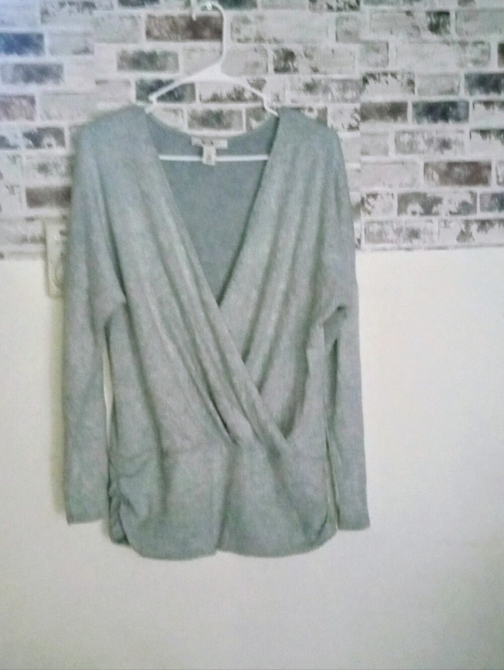 White House Black Market Light Green Wrap V-Neck Sweater